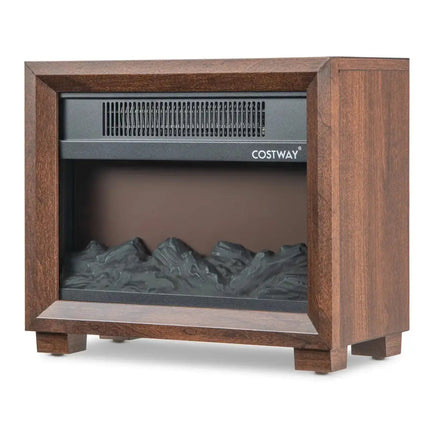 Mini Wooden Space Tabletop Fireplace with Realistic Flame Effect Costway