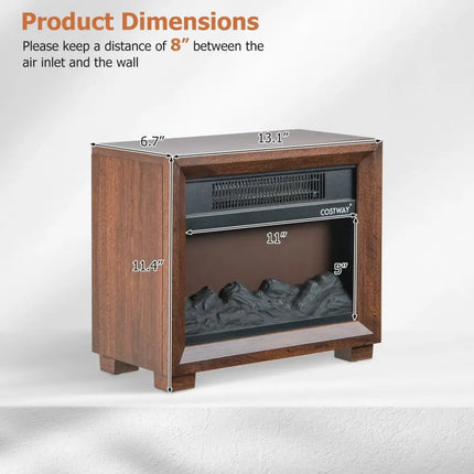 Mini Wooden Space Tabletop Fireplace with Realistic Flame Effect Costway