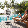 Misting Pedestal Fan Air Circulator with 90° Auto Oscillation Floor Standing Fan with 8 Speeds-White - White - Fans