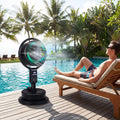Misting Pedestal Fan Air Circulator with 90° Auto Oscillation Floor Standing Fan with 8 Speeds-Black - Black - Fans