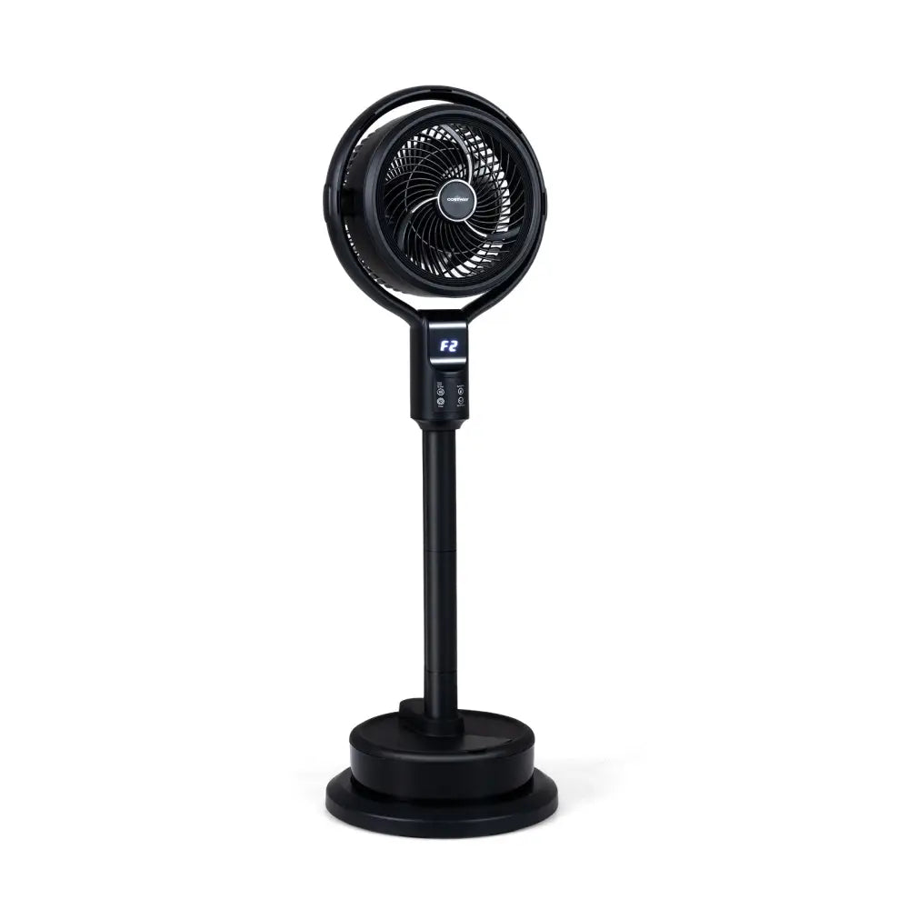 Misting Pedestal Fan Air Circulator with 90° Auto Oscillation Floor Standing Fan with 8 Speeds-Black - Black - Fans