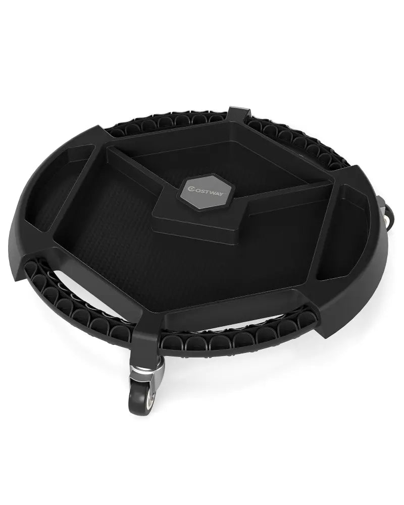 Mobile Automotive Tool Creeper with 3 Swivel Casters and 4 Compartments-Black - Black - Garages