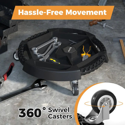 Mobile Automotive Tool Creeper with 3 Swivel Casters and 4 Compartments-Black - Black - Garages
