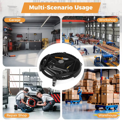 Mobile Automotive Tool Creeper with 3 Swivel Casters and 4 Compartments-Black - Black - Garages