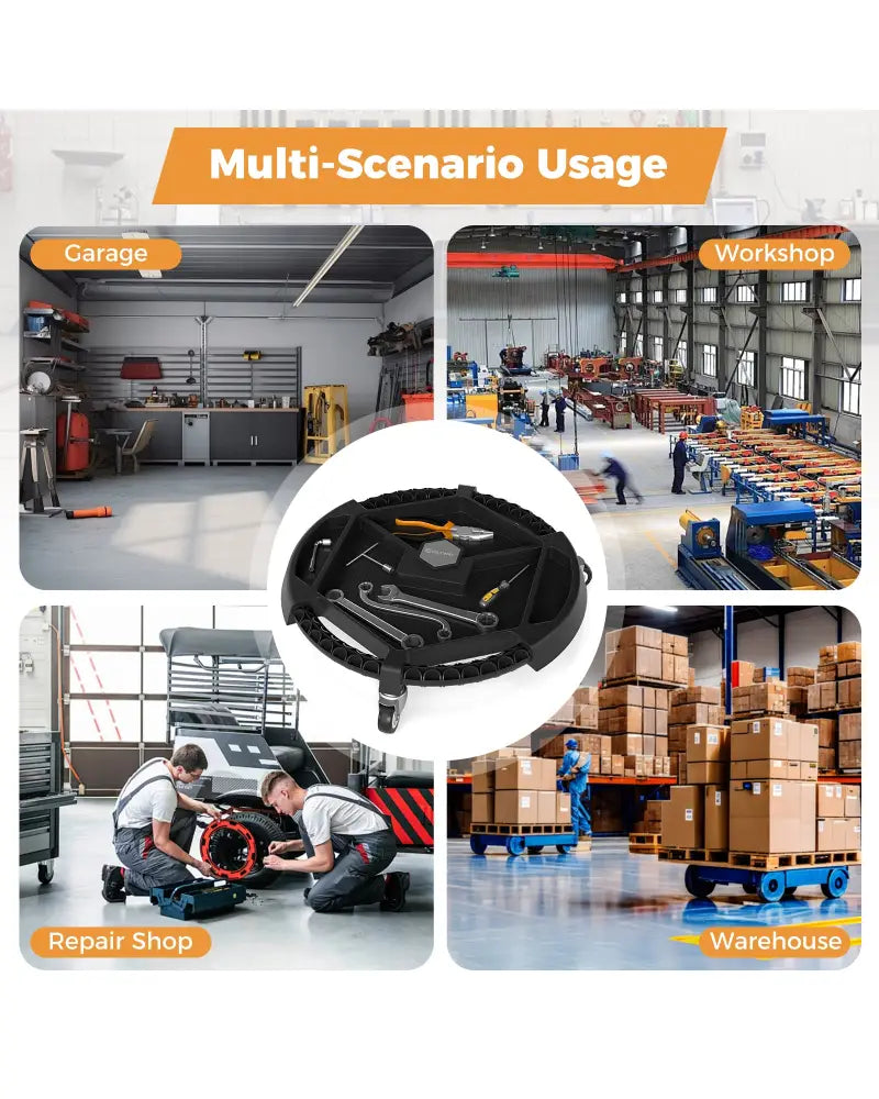 Mobile Automotive Tool Creeper with 3 Swivel Casters and 4 Compartments-Black - Black - Garages