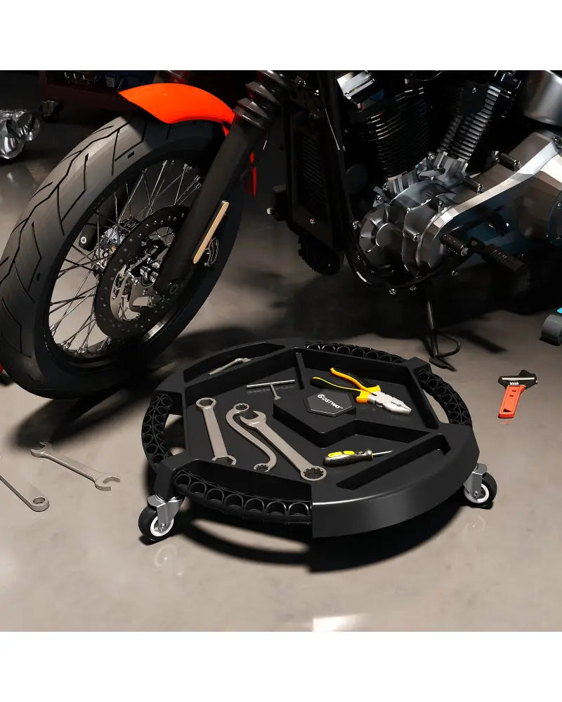 Mobile Automotive Tool Creeper with 3 Swivel Casters and 4 Compartments-Black - Black - Garages