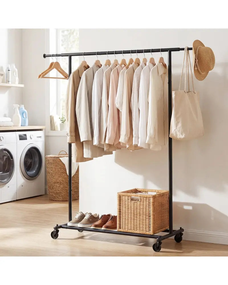 Mobile Garment Rack with Extendable Rods Heavy-Duty Metal Clothes Stand on Wheels - Clothing & Closet Storage
