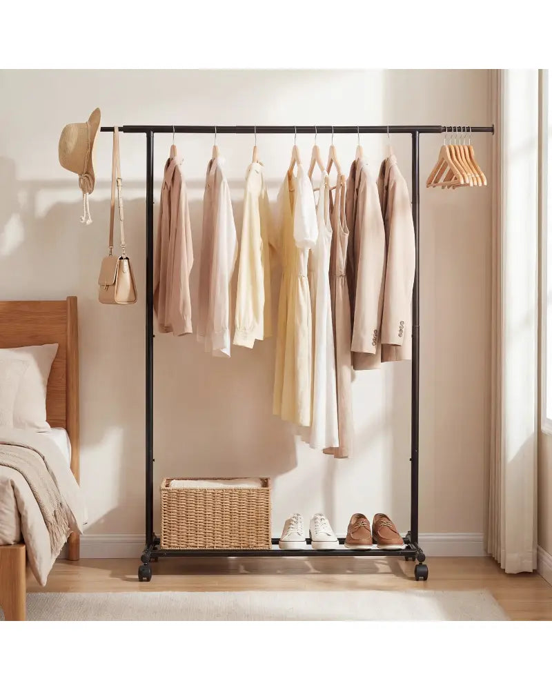 Mobile Garment Rack with Extendable Rods Heavy-Duty Metal Clothes Stand on Wheels - Clothing & Closet Storage