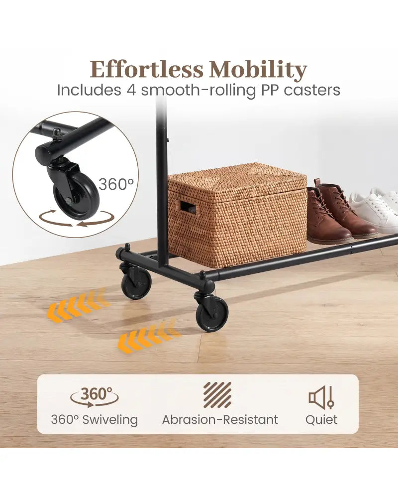Mobile Garment Rack with Extendable Rods Heavy-Duty Metal Clothes Stand on Wheels - Clothing & Closet Storage