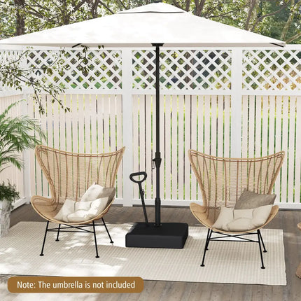 Mobile Patio Umbrella Base Water Sand Fillable Market Table Umbrella Stand with 3 Wheels-Black - Black - Outdoor