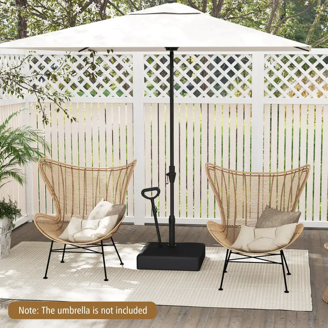 Mobile Patio Umbrella Base Water Sand Fillable Market Table Umbrella Stand with 3 Wheels-Black - Black - Outdoor