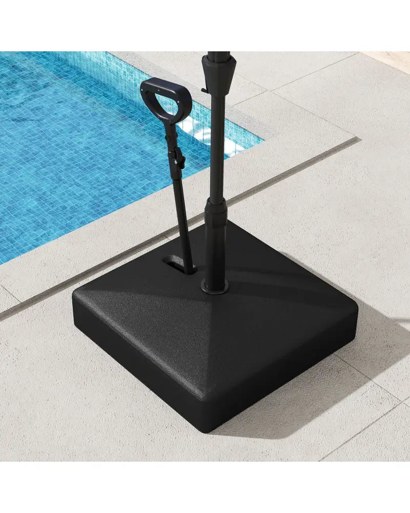 Mobile Patio Umbrella Base Water Sand Fillable Market Table Umbrella Stand with 3 Wheels-Black - Black - Outdoor