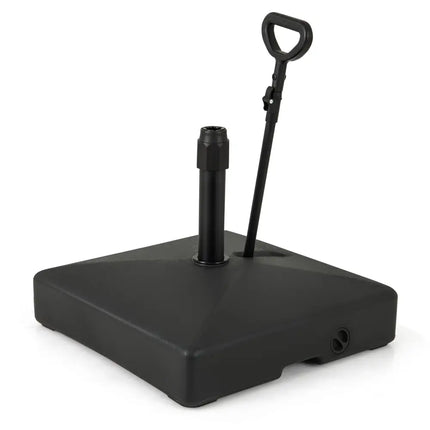 Mobile Patio Umbrella Base Water Sand Fillable Market Table Umbrella Stand with 3 Wheels-Black - Black - Outdoor