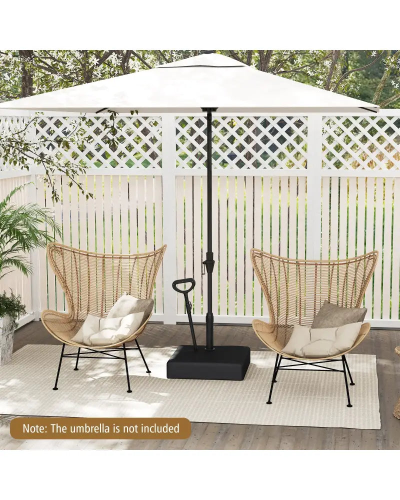 Mobile Patio Umbrella Base Water Sand Fillable Market Table Umbrella Stand with 3 Wheels-Black - Black - Outdoor
