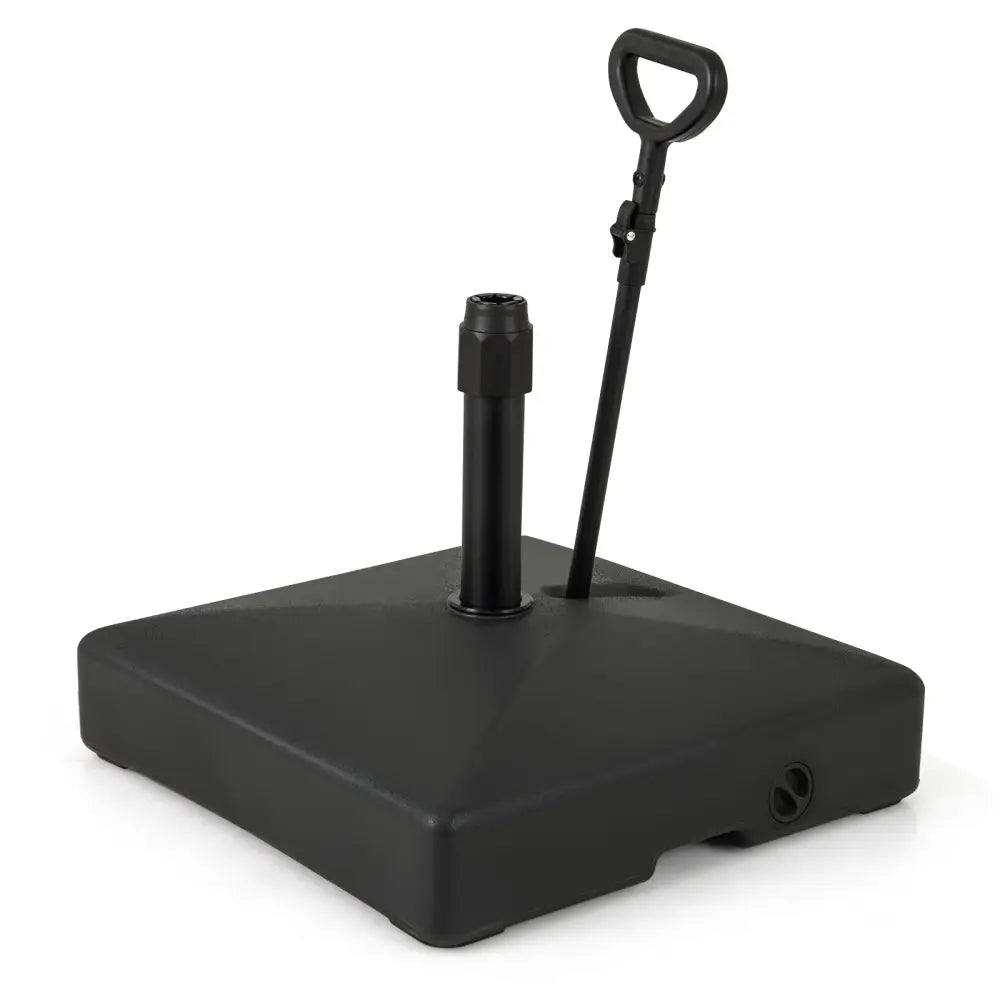 Mobile Patio Umbrella Base Water Sand Fillable Market Table Umbrella Stand with 3 Wheels-Black - Black - Outdoor