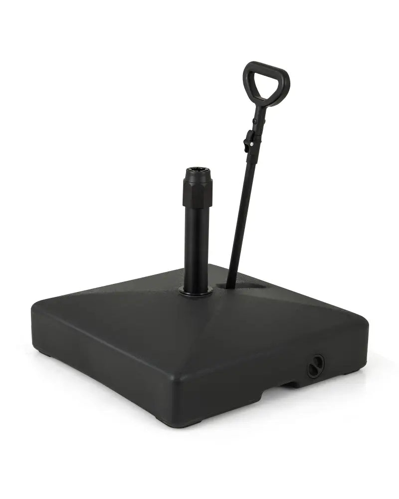 Mobile Patio Umbrella Base Water Sand Fillable Market Table Umbrella Stand with 3 Wheels-Black - Black - Outdoor