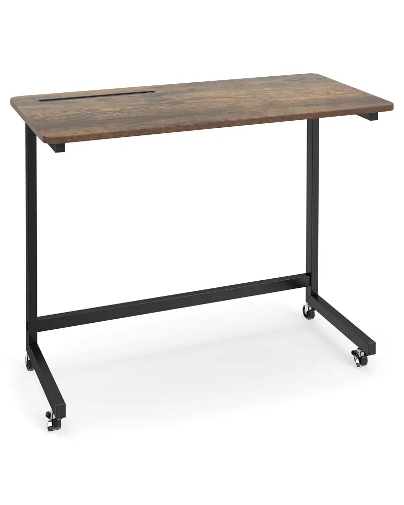 Mobile Side Table Rolling Laptop Desk Cart with Tablet Slot-Rustic Brown - Rustic Brown - End & Side Tables