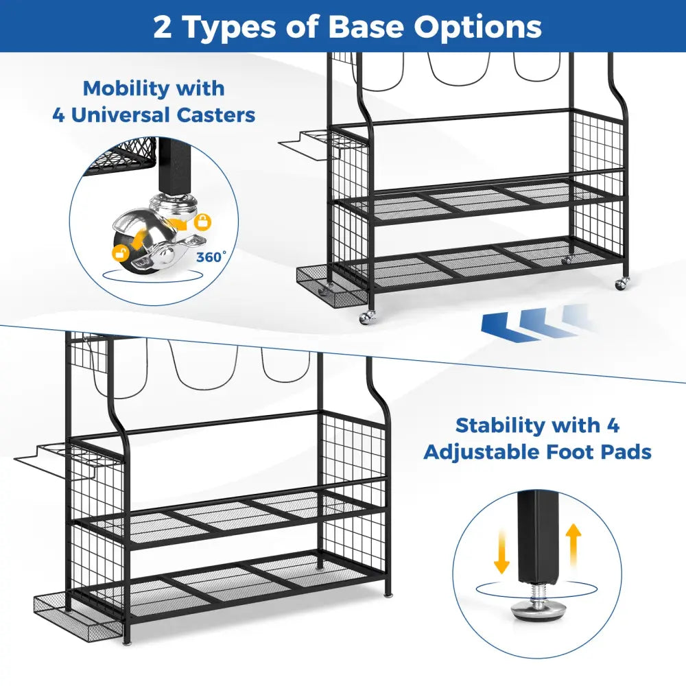 Mobile Sports Equipment Organizer with Golf Bags Storage and Club Rack-Black - Black - Sport Equipments