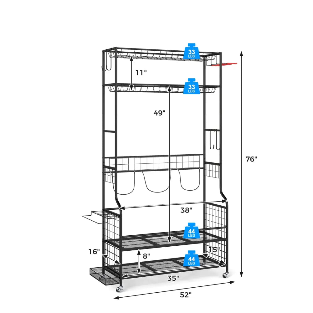 Mobile Sports Equipment Organizer with Golf Bags Storage and Club Rack-Black - Black - Sport Equipments