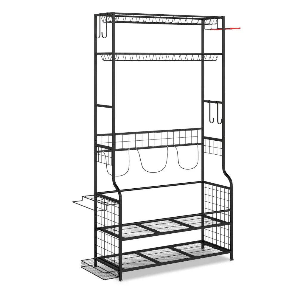 Mobile Sports Equipment Organizer with Golf Bags Storage and Club Rack-Black - Black - Sport Equipments