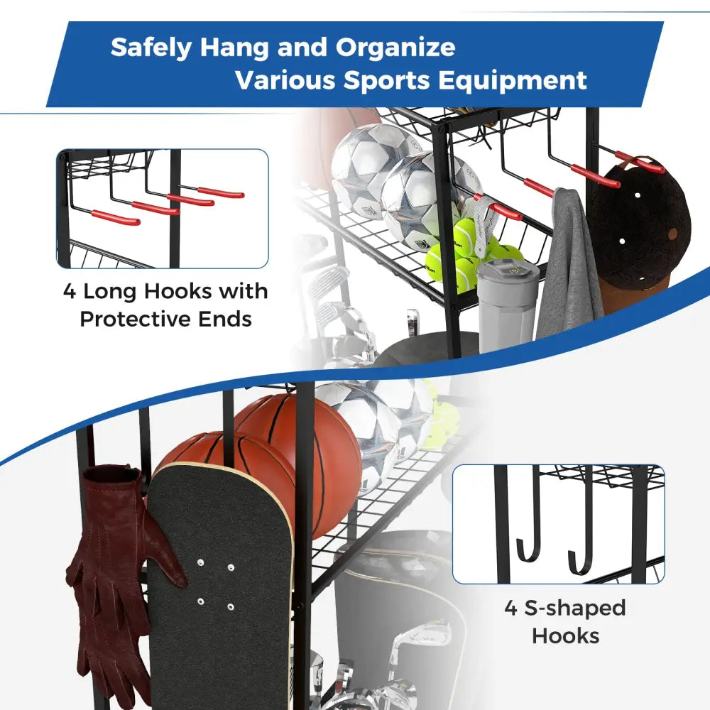 Mobile Sports Equipment Organizer with Golf Bags Storage and Club Rack-Black - Black - Sport Equipments