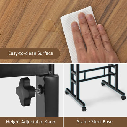 Mobile Standing up Desk Adjustable Computer Desk Tilting Workstation-Walnut - Walnut - Laptop Tables & Printer Stands