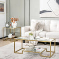 Modern 2-Tier Rectangular Coffee Table with Glass Table Top-Golden - Golden - Coffee Tables