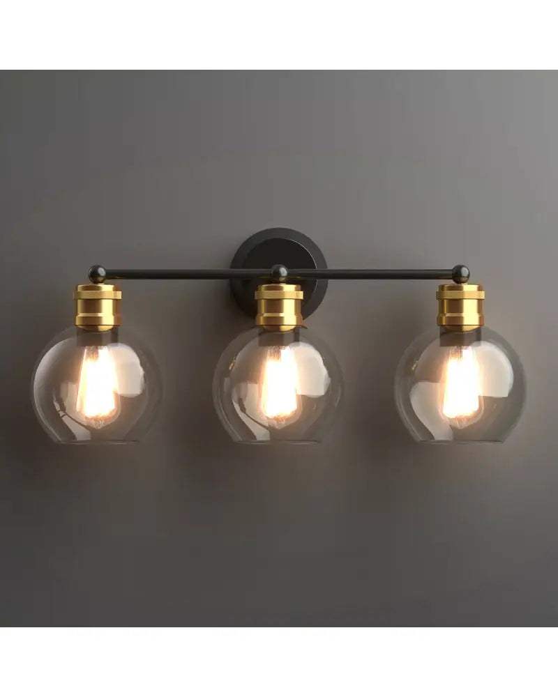 Modern 3-light Bubbled Glass Vanity Light - Black - Wall Lights