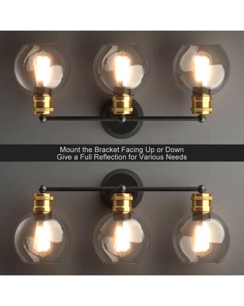 Modern 3-light Bubbled Glass Vanity Light - Black - Wall Lights