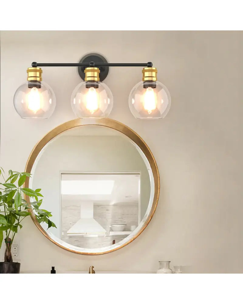 Modern 3-light Bubbled Glass Vanity Light - Black - Wall Lights