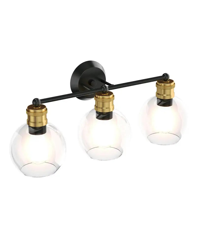 Modern 3-light Bubbled Glass Vanity Light - Black - Wall Lights