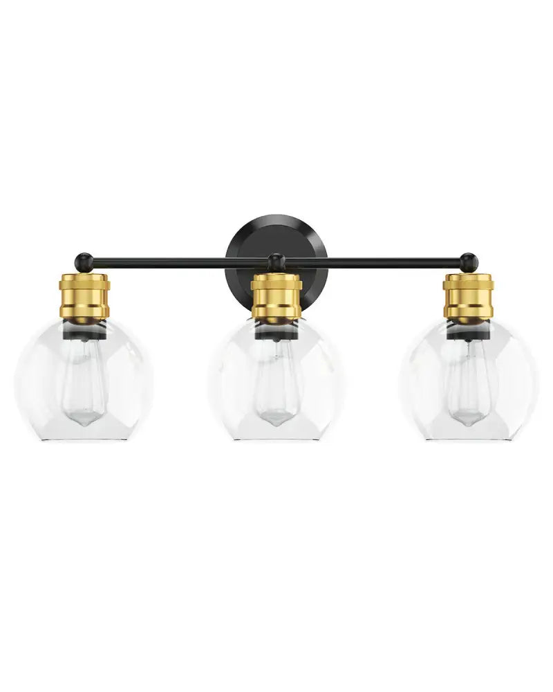 Modern 3-light Bubbled Glass Vanity Light - Black - Wall Lights