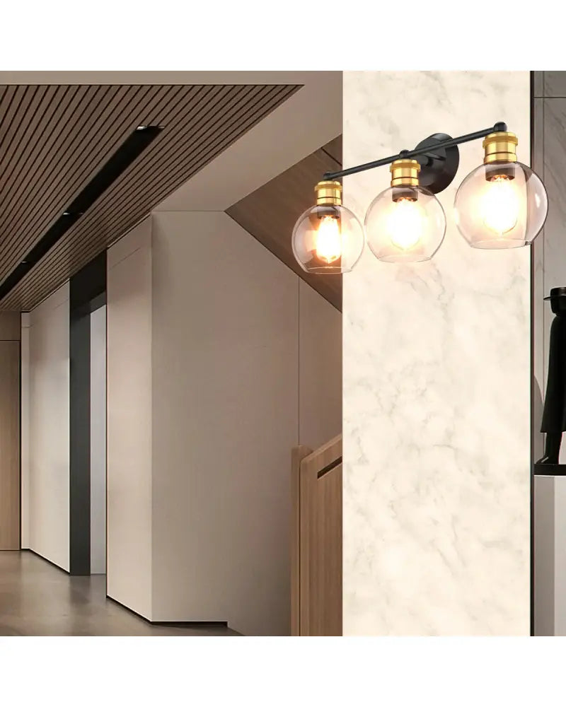 Modern 3-light Bubbled Glass Vanity Light - Black - Wall Lights