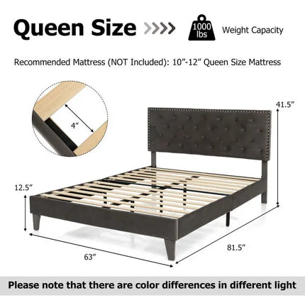 Modern 3-Piece Bedroom Furniture Set with Upholstered Queen Bed 2 Rattan Nightstands and 3-Globe Floor Lamp - Bedroom