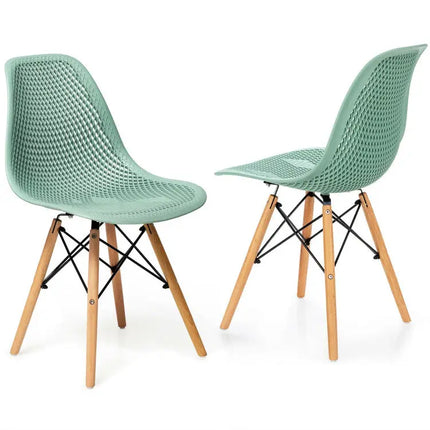 Modern 3-Piece Dining Set: Round Table with Set of 2 Hollow Plastic Chairs - Dining Room Sets