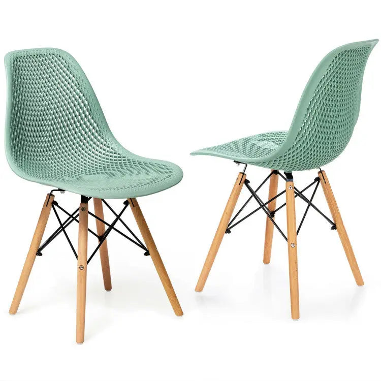 Modern 3-Piece Dining Set: Round Table with Set of 2 Hollow Plastic Chairs - Dining Room Sets