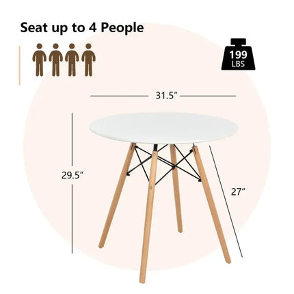 Modern 3-Piece Dining Set: Round Table with Set of 2 Hollow Plastic Chairs - Dining Room Sets