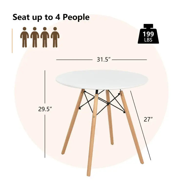 Modern 3-Piece Dining Set: Round Table with Set of 2 Hollow Plastic Chairs - Dining Room Sets