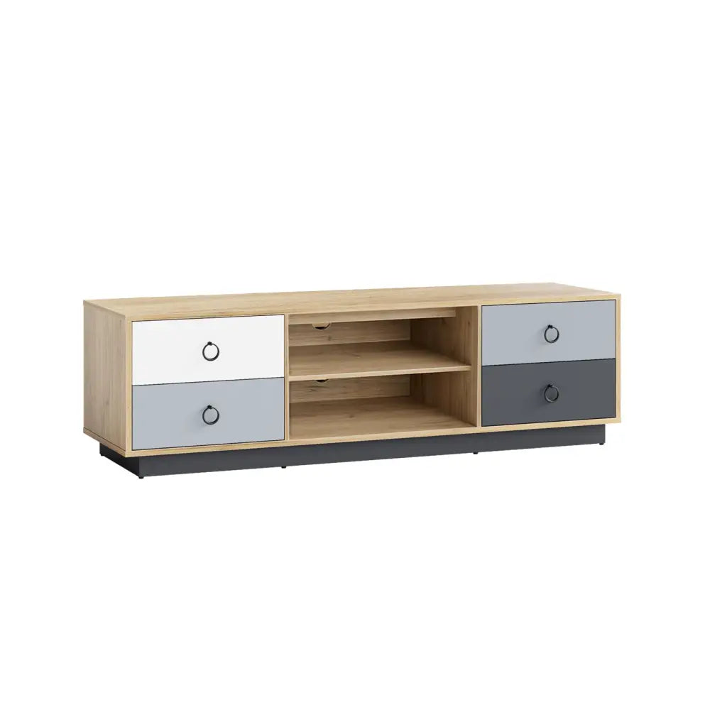 Modern 55 Inch TV Stand with 2 Storage Cabinets for TVs up to 60 Inch - Natural - Entertainment Centers & TV Stands