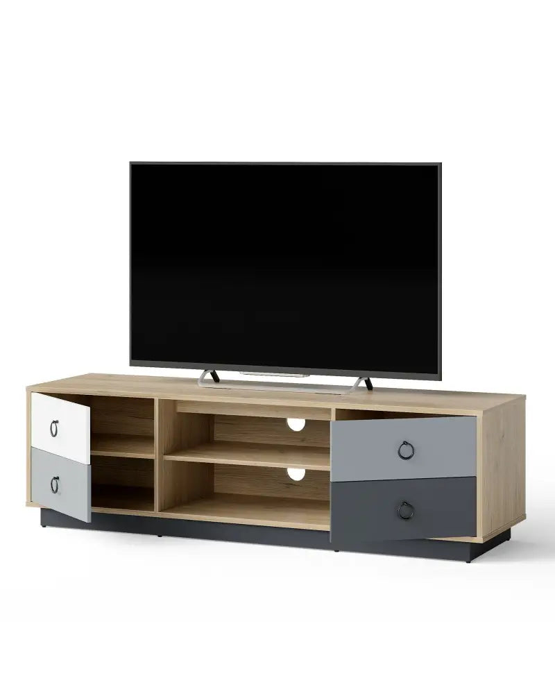 Modern 55 Inch TV Stand with 2 Storage Cabinets for TVs up to 60 Inch - Natural - Entertainment Centers & TV Stands