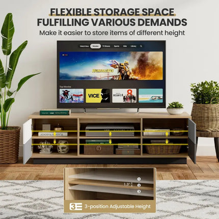 Modern 55 Inch TV Stand with 2 Storage Cabinets for TVs up to 60 Inch Costway
