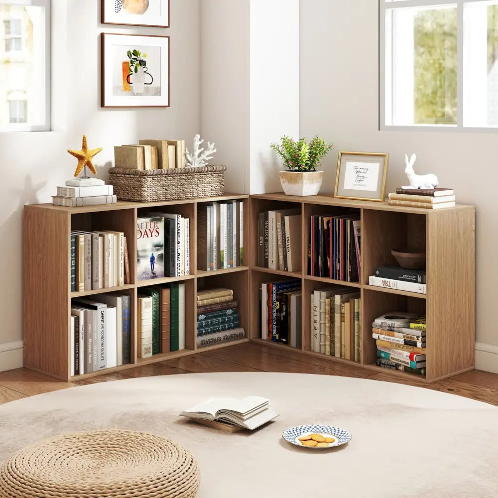 Modern 6-Cube Bookcase with Anti-tipping Kits for Bedroom Living Room-Natural - Natural - Bookcases