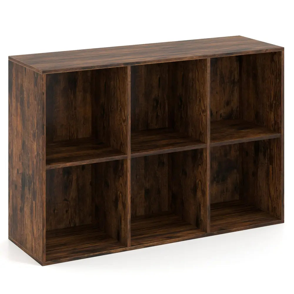 Modern 6-Cube Bookcase with Anti-tipping Kits for Bedroom Living Room-Rustic Brown - Rustic Brown - Bookcases