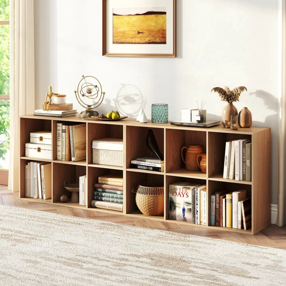 Modern 6-Cube Bookcase with Anti-tipping Kits for Bedroom Living Room-Natural - Natural - Bookcases