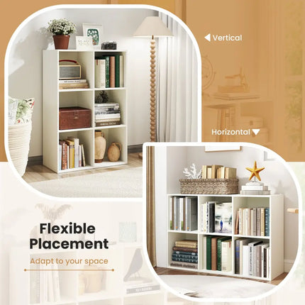 Modern 6-Cube Bookcase with Anti-tipping Kits for Bedroom Living Room-White - White - Bookcases