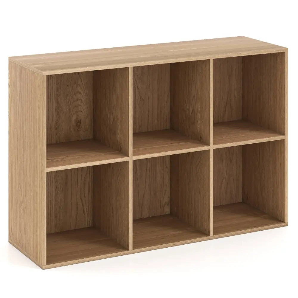 Modern 6-Cube Bookcase with Anti-tipping Kits for Bedroom Living Room-Natural - Natural - Bookcases