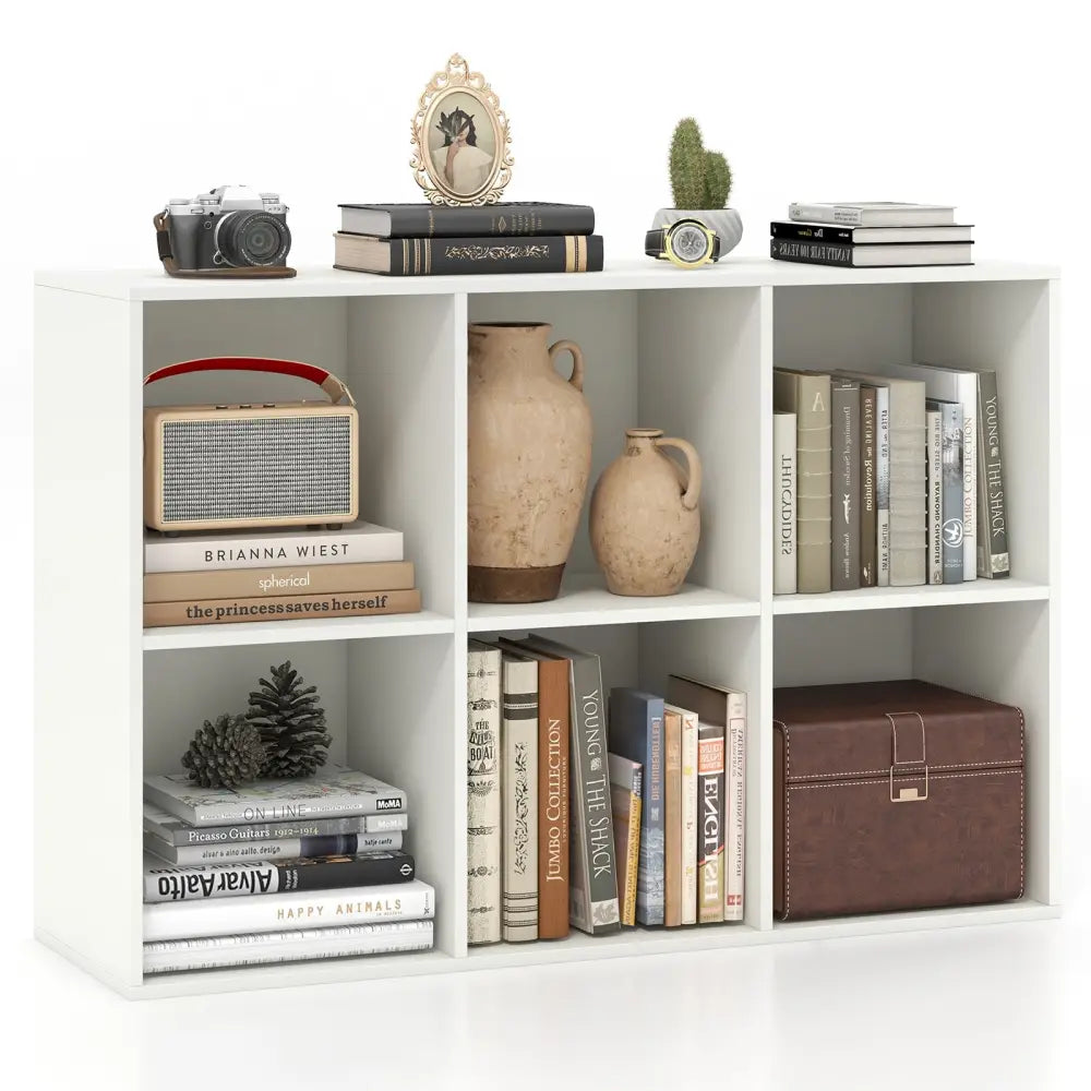 Modern 6-Cube Bookcase with Anti-tipping Kits for Bedroom Living Room-White - White - Bookcases