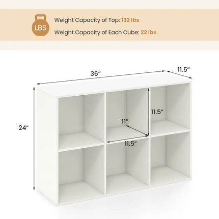 Modern 6-Cube Bookcase with Anti-tipping Kits for Bedroom Living Room-White - White - Bookcases