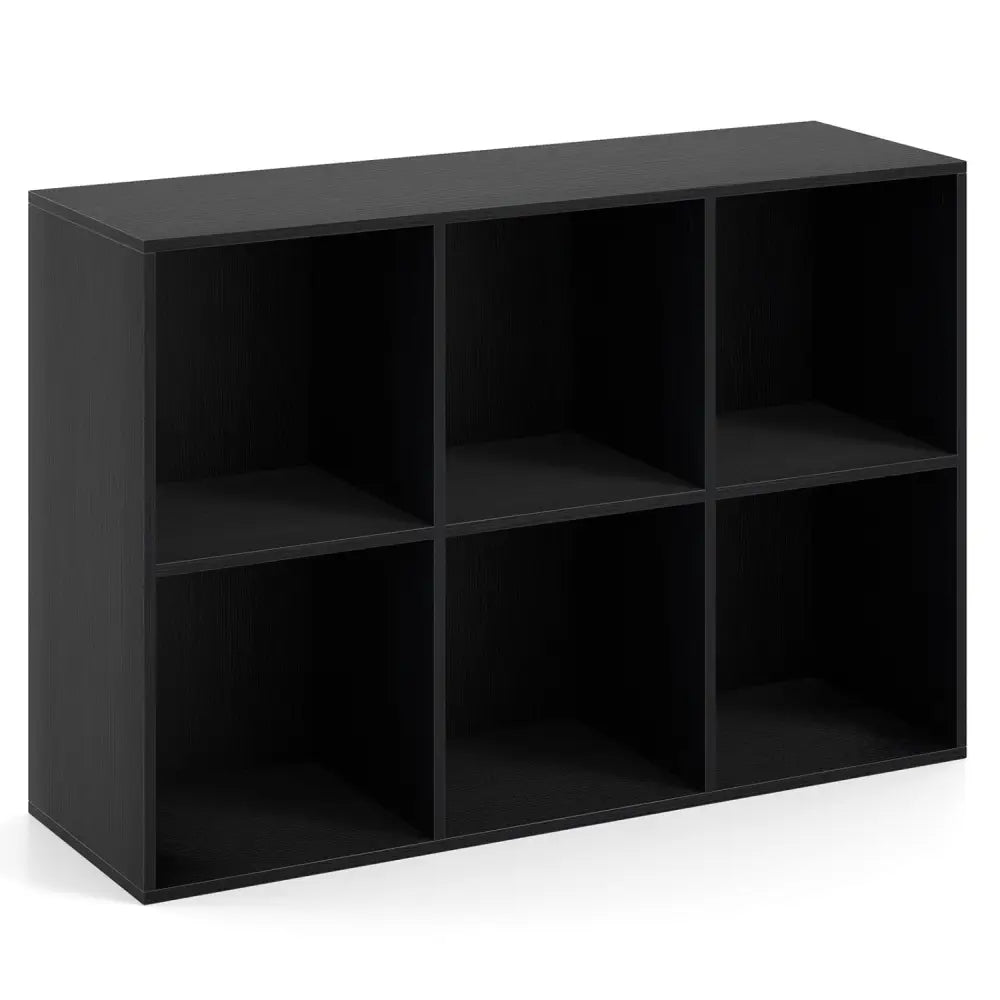 Modern 6-Cube Bookcase with Anti-tipping Kits for Bedroom Living Room-Black - Black - Bookcases