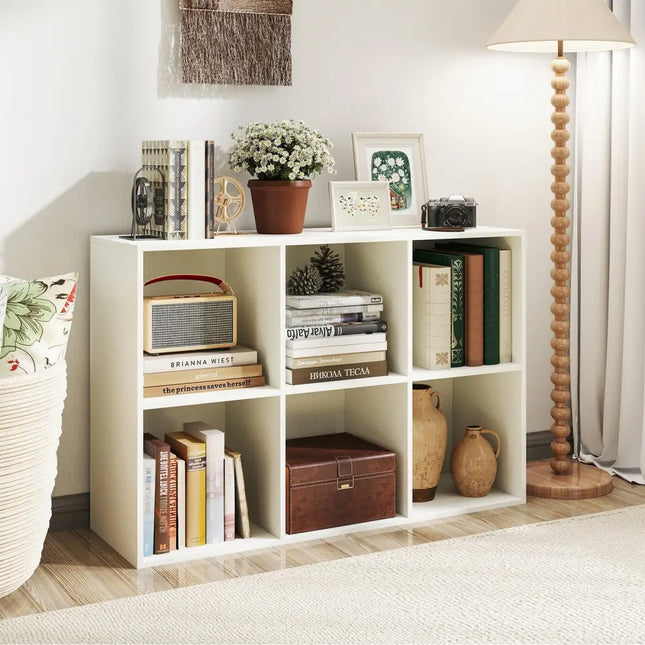 Modern 6-Cube Bookcase with Anti-tipping Kits for Bedroom Living Room-White - White - Bookcases